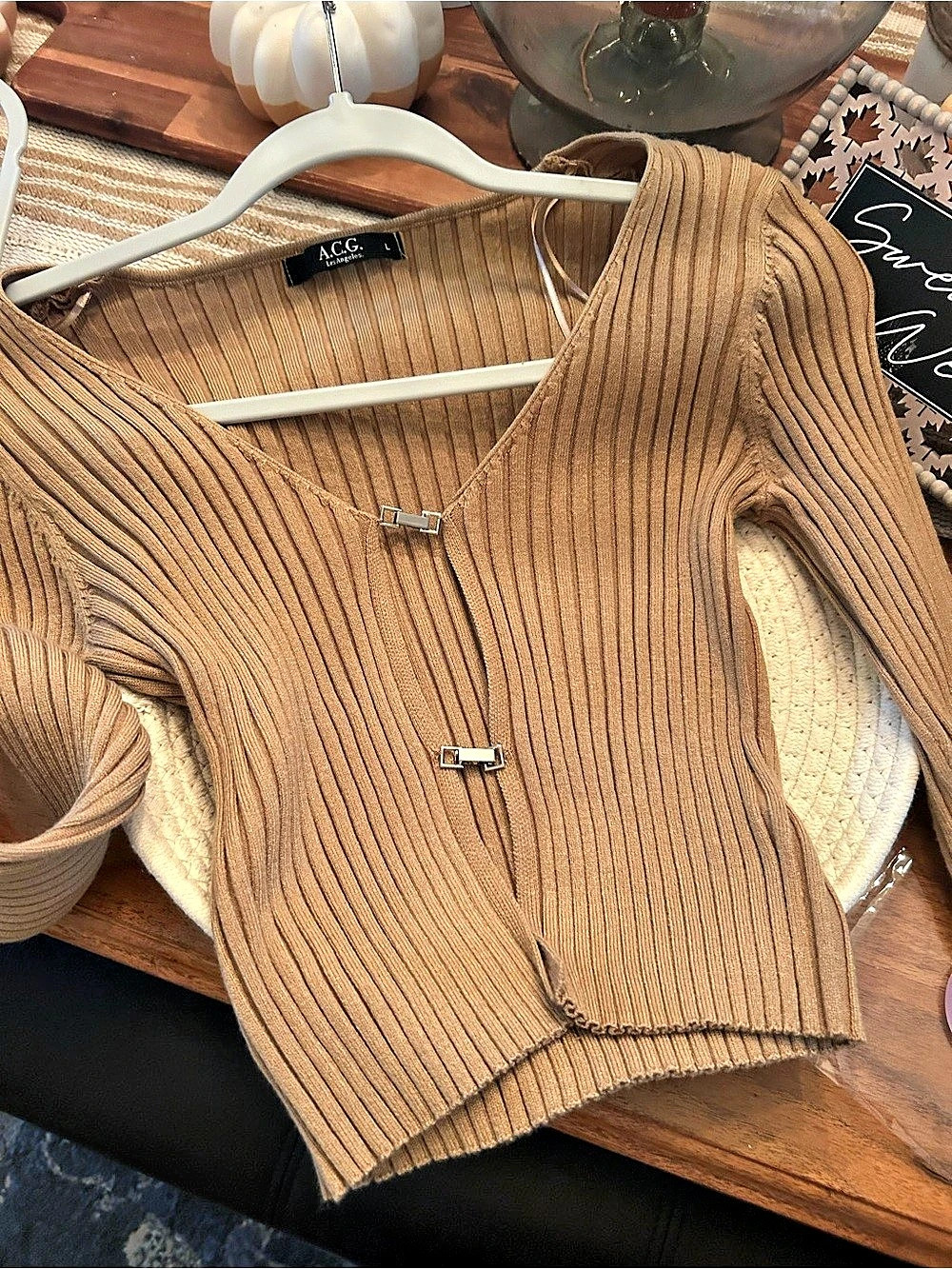 A.C.G. Los Angeles RibbedTop in Brown Large NWOT